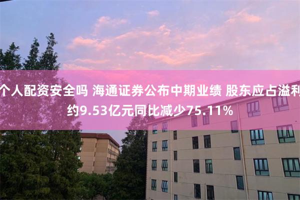 个人配资安全吗 海通证券公布中期业绩 股东应占溢利约9.53亿元同比减少75.11%