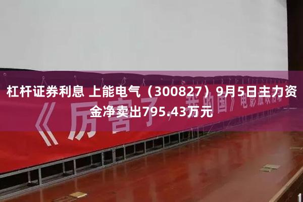 杠杆证券利息 上能电气（300827）9月5日主力资金净卖出795.43万元