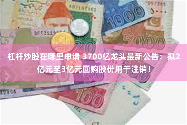 杠杆炒股在哪里申请 3700亿龙头最新公告：拟2亿元至3亿元回购股份用于注销！