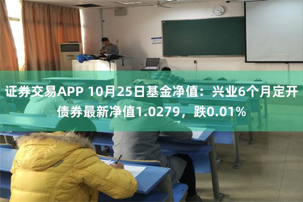 证券交易APP 10月25日基金净值：兴业6个月定开债券最新净值1.0279，跌0.01%